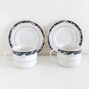 Vintage 80s Neo Deco Tea Cups & Saucers